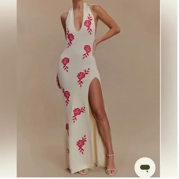 Meshki Shiloh Rose Halter Maxi Dress Ivory - Picture 2 of 4